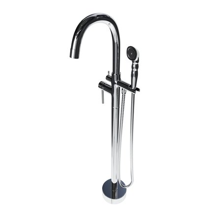 CASTELLO USA Neptune Freestanding Chrome Gooseneck Tub Filler Faucet with Breeze Handle CB-F04-CR-J0806